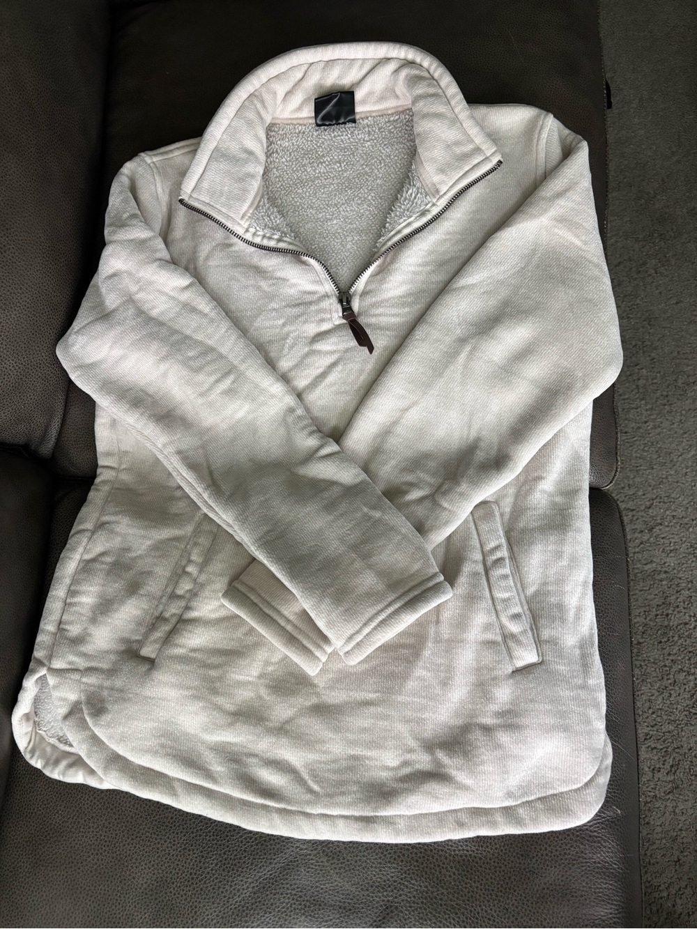 32 Degrees Cream Quarter-Zip Pullover Sweater Women’s Small